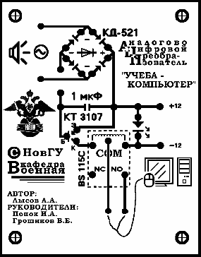 Печатная схема аналого-цифрового преобразователя "Учеба-компьютер"